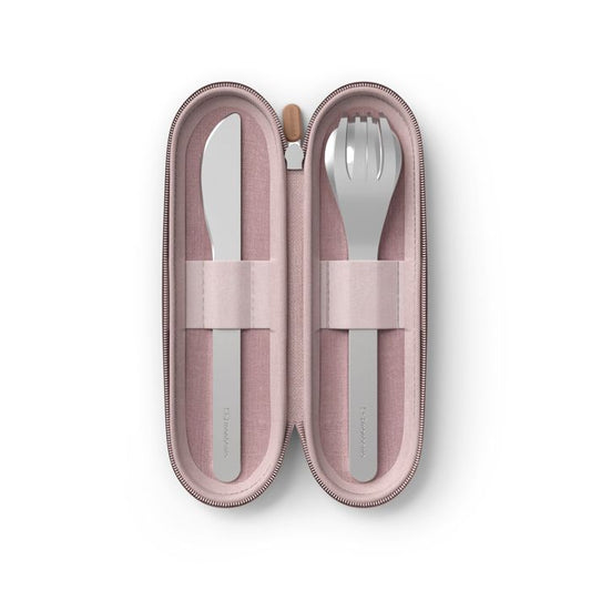 Talheres em Inox com Bolsa de Transporte - Rosa